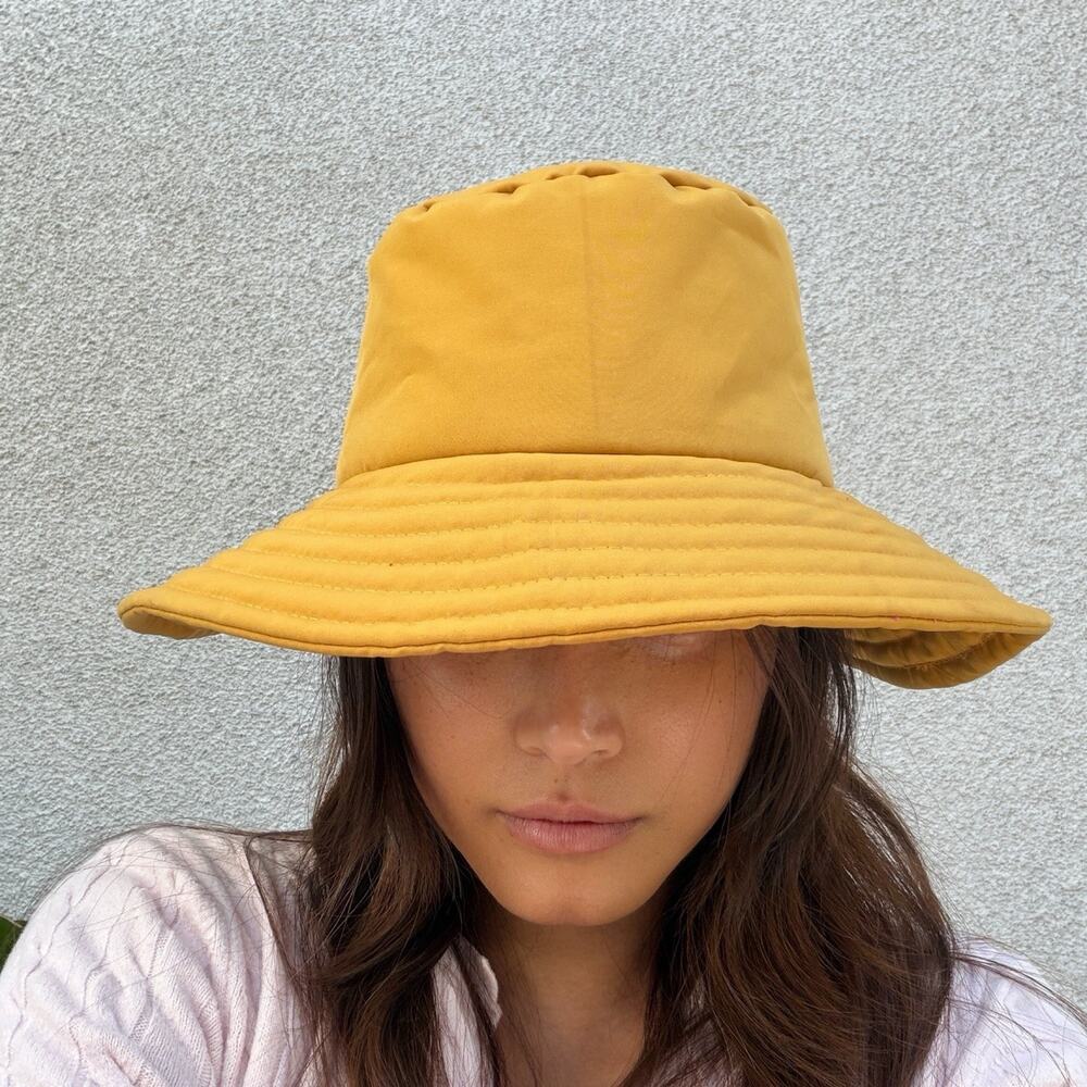 Zara Wide Brim Bucket Hat Yellow Mustard Women's Size Medium